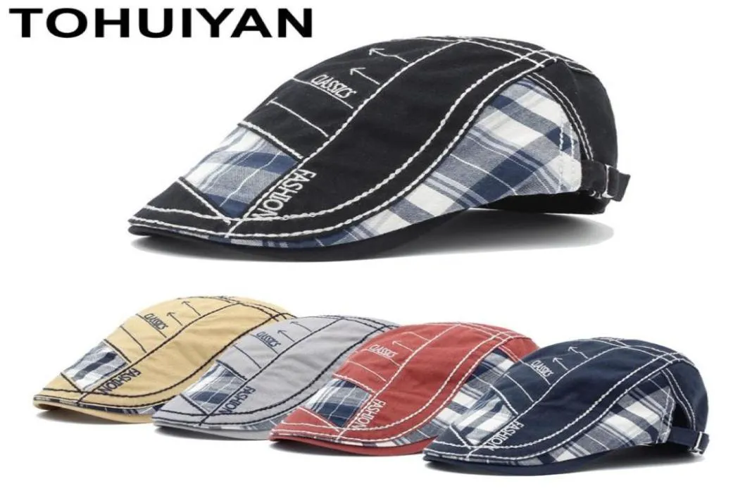 Tohuiyan Classic Newsboy Cap Men Women Cotton Cotton Flat Caps Ducibill Visor Baker Boy Bone Boina Gorras Planas Casquette Hats7182288