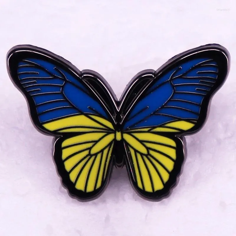 Broches en émail papillon bleu jaune, bijoux