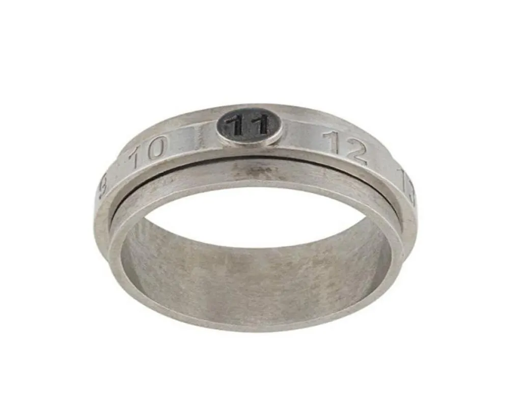 Rotatable Digital Engraving 925 Sterling Silver Old Ring Double Layer Overlapping Logo All-Match Trend Jewelry1386616