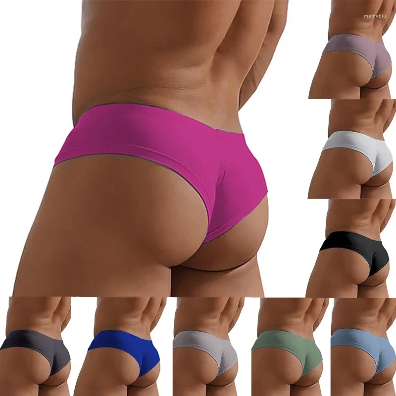 Underpants Underwear Shorts Bikini Briefs Breathable Mens Half Hip Wrap Sexy Low Waist U Pouch Panties