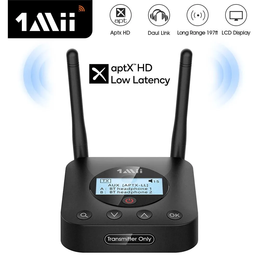 Разъемы 1mii B06tx+ Bluetooth-передатчик аудио с ЖК-дисплеем Aptx Ll Hd 3,5 мм Aux беспроводной адаптер для ПК ТВ Домашние стереонаушники #