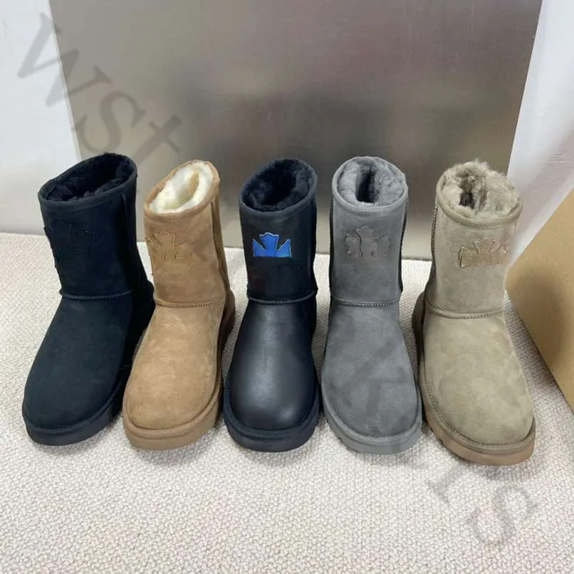 Autumn Winter Wellington boots Warm Snow Boots Designer Womens Full Fur shoes fluffy woman shoe 36-40 size lady brown khaki new boots simple solid color women shoes