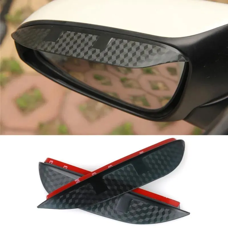 Stickers Car Styling Carbon rearview mirror rain eyebrow Rainproof Flexible Blade Protector Accessories For Mitsubishi PAJERO 20082012