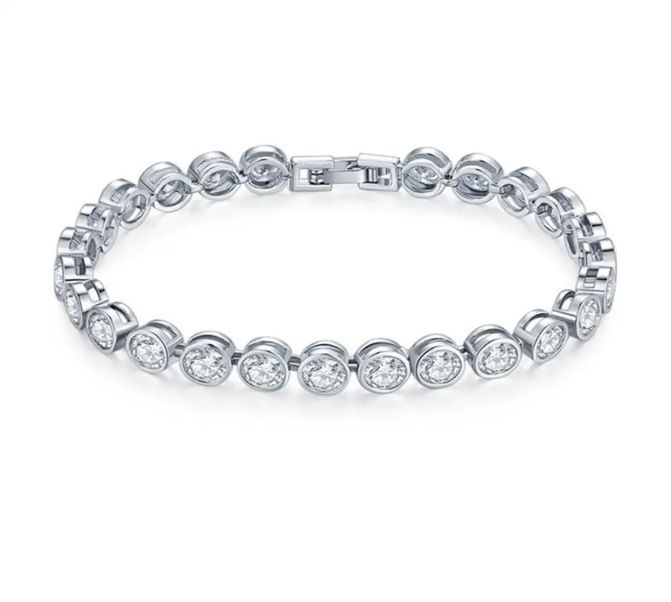 Fashion Brands Designer Round Cut CZ Stone Bracelet for Women Cssical Tennis Bracelet & Bangle Jewelery Gift3959607