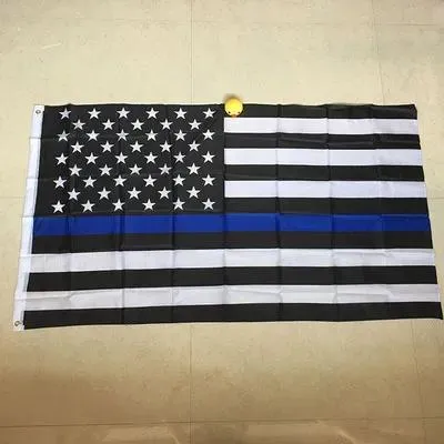 Hantverk gratis frakt Amerikansk flagga Blueline Police Flags 3*5 fot tunn blå röd linje flagga med vrass grommets usa