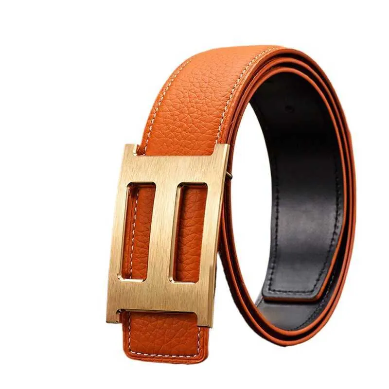 Belts H Men Belts Buckles Designer Dark Brown Lui Belt Unisex Genuine Leather Golden Buckle Leather Time Limited Ceinture Homme Luxe Fashion Belt for Jeans KCBA