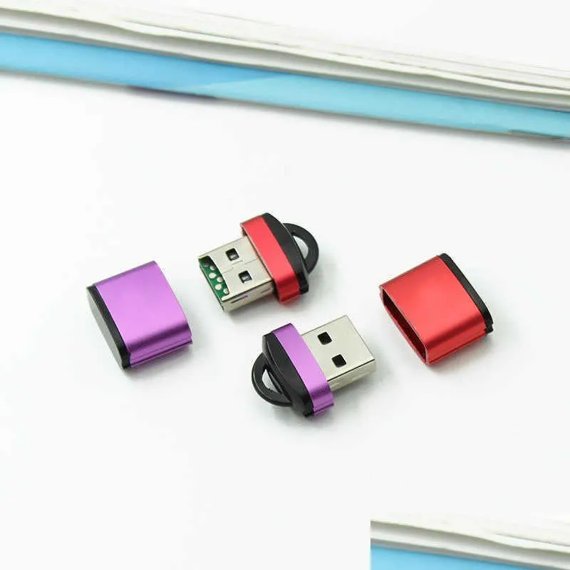 Lecteurs de cartes mémoire Lecteur TF Boîtier en aluminium avec chaîne Mini USB2.0 T-Flash Téléphone portable Drop Livraison Ordinateurs Réseau Ordinateur Dhubv