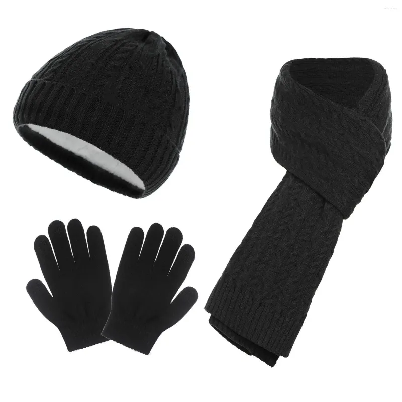 Berretti da baseball Guanti caldi spessi invernali per cappelli, sciarpe, guanti lavorati a maglia in tre pezzi per ragazze