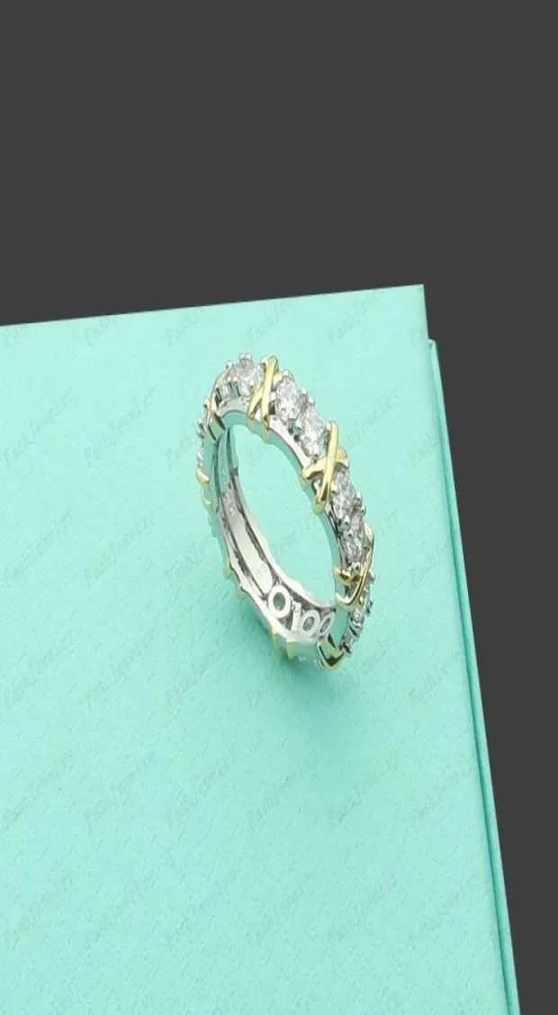 Designer luxe dames tussen gouden ringen met diamanten moderingen klassieke sieraden 18K verzilverde roos bruiloft groothandel verstelbaar met doos7143009