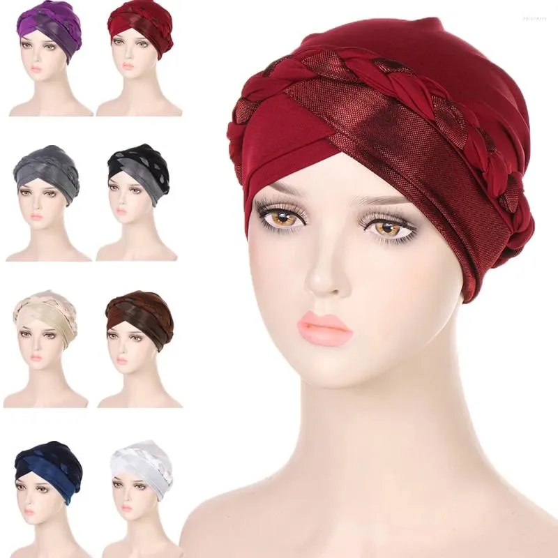 Vêtements ethniques Deux couleurs Soins capillaires pour femmes Jersey islamique Foulard Lait Soie Musulman Hijab Braid Wrap Stretch Turban Chapeau Chemo Cap