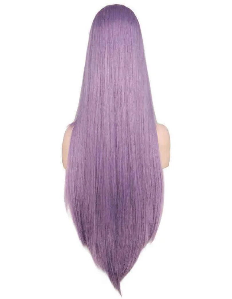 Cheveux perruques synthétiques Cosplay Qqxcaiw longue ligne droite partie moyenne perruque noir blanc rose Orange violet gris résistant à la chaleur synthétique Hai6278863