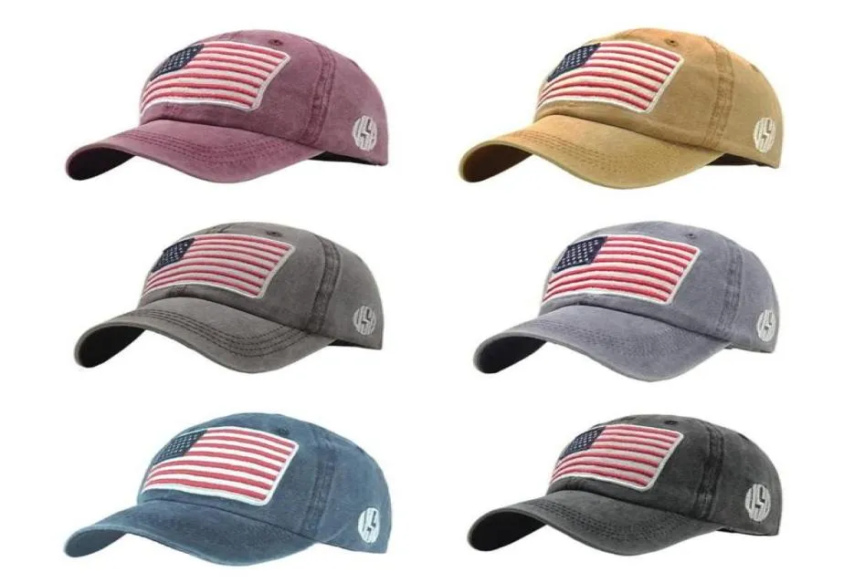 Visors unisex czapka retro umyta amerykańska flaga litera haftowana osobowość swoboda bawełniana kapelusz na zewnątrz sportowy sport4061159