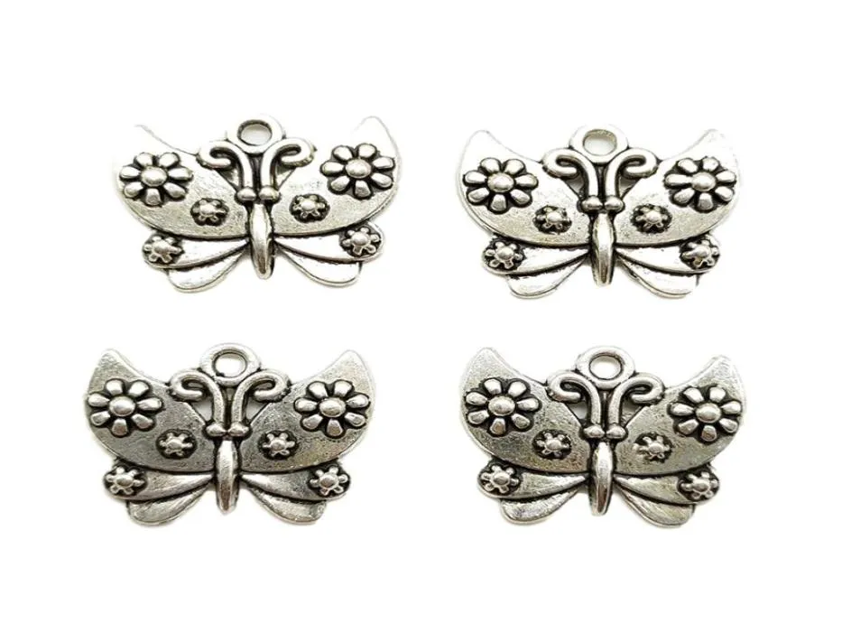 Lot 100pcs Butterfly Antique Silver Charms Pendants DIY Jewelry Findings For Jewelry Making Bracelet Necklace Earrings 2125mm5515369