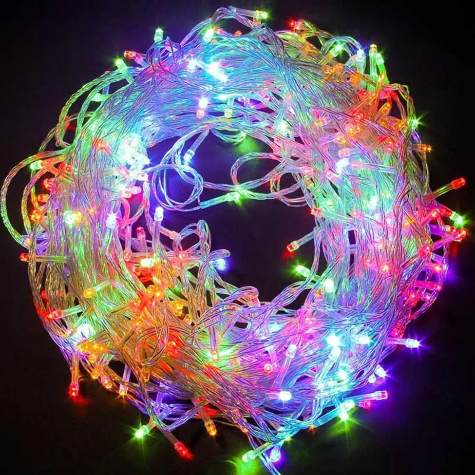 Guirlandes lumineuses extérieures de Noël à LED 10M 20M 30M 50M 100M 9 couleurs Guirlandes imperméables pour la fête de mariage Festival Home Decorati2902