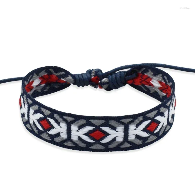 Bracelets de charme Tissage à la main Tressé Boho Bracelet Vintage Motif géométrique Bohème Rétro Corde Corde Yoga Ethnique Tissé