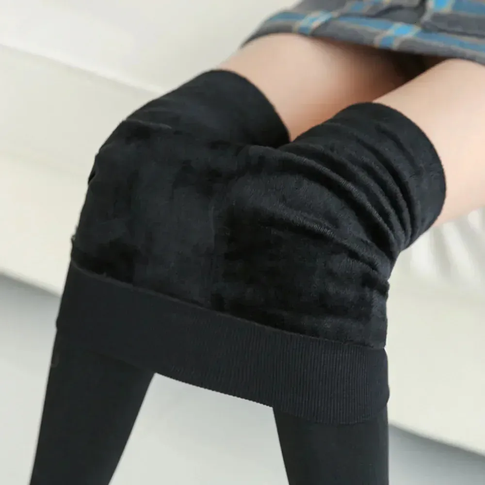 Vinterfleece fodrad leggings kvinnor hög midja sammet hålla varma mjuka byxor solida bekväma stretchiga termiska tights leggings 231226