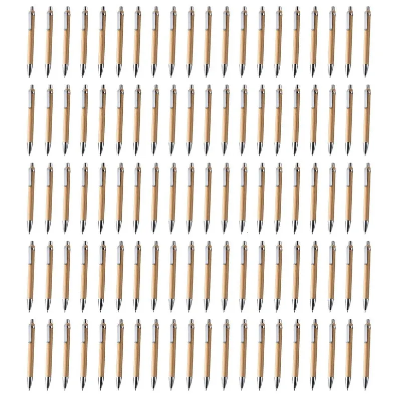 100 PcsLot Bambu Caneta Esferográfica Stylus Contato Material Escolar Escritório Canetas Escrita Presentes 231225