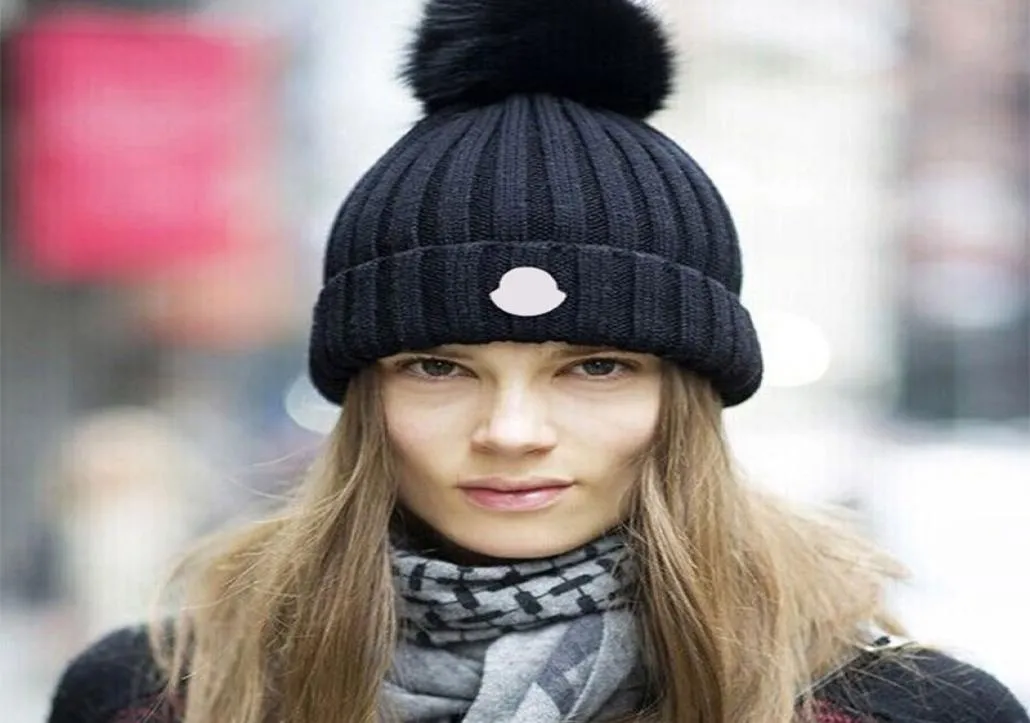 Высококачественная брендовая вязаная шапка крючком, классическая дизайнерская мужская и женская лыжная шапка, женские шапки с широкими полями, теплая роскошная однотонная мужская меховая шапка6015712