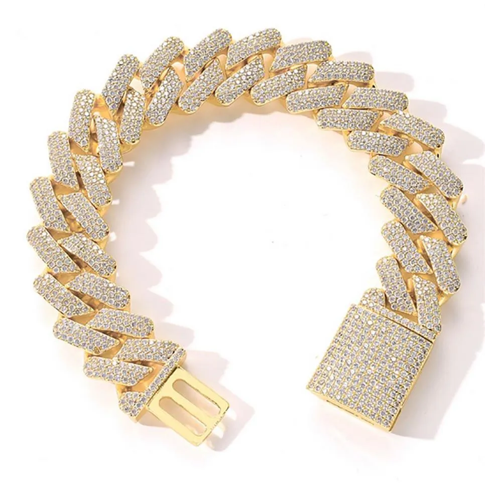 20 mm Diamond Miami Cuban Link Bracelets 14k białe złoto lodowatą biżuterię z cyrkonu sześciennego 7 cali 9 cali 9 -calowa kubańska BRA230A
