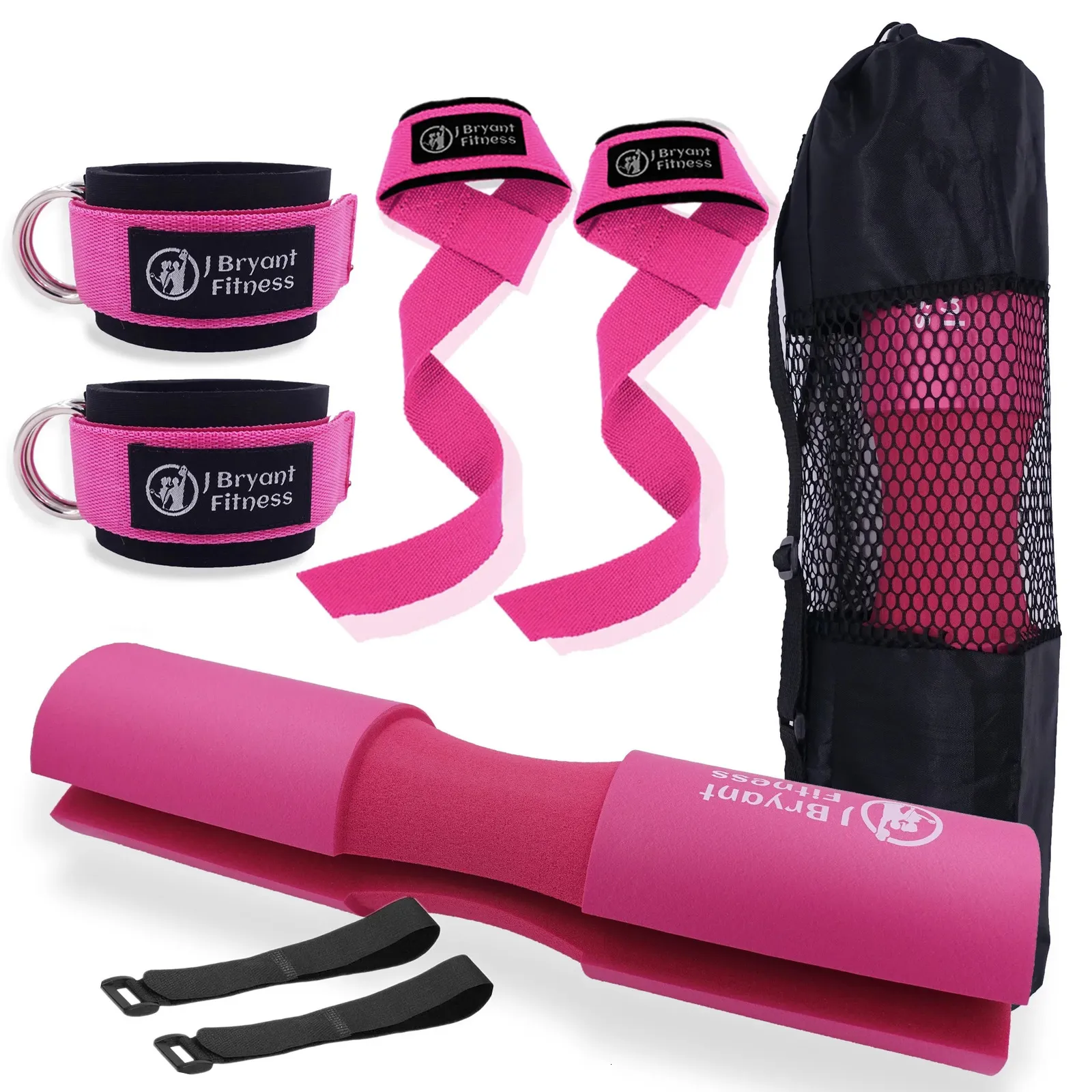 3-in-1-Langhantelpolster-Set mit Tragetasche, Gewichtheben-Handgelenkbandage und Fitnessstudio-Knöchelriemen für Ausfallschritte, Hüftstöße, Powerlifting, Kreuzheben, 231226