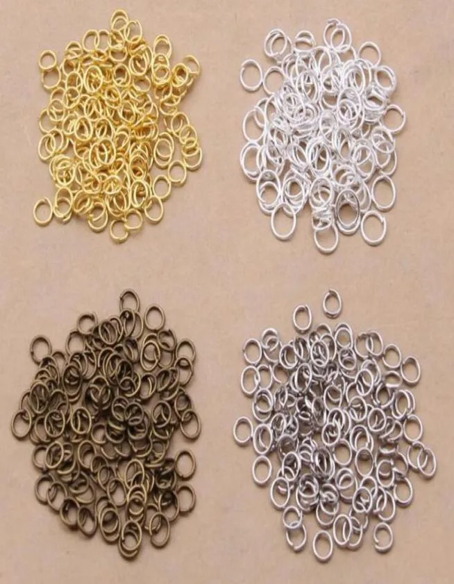 1000 bitar Lot 5mm Öppna hoppringar smycken DIY Fynd för chokerhalsband armband som gör 4 färgval dia 07 mm5900615