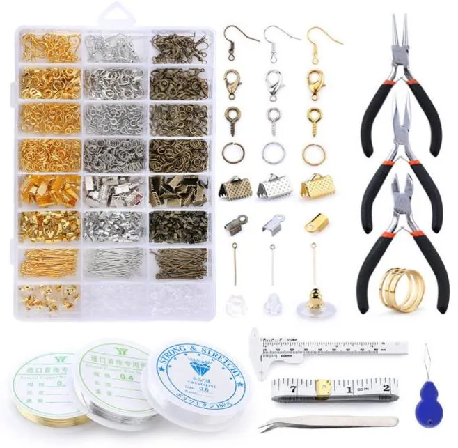 Bangle Alloy Accessories Smyckesfynd Set Making Tools Copper Wire Open Jump Rings Earring Hook Supplies Kit 2210134683681