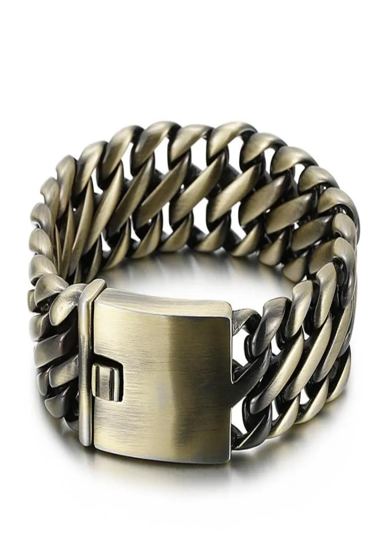 Stora modemän Biker Whip Chain Bronze Armband Rostfritt stål Länk Bangle 23mm 866 tum Tung 147G vikt4674695