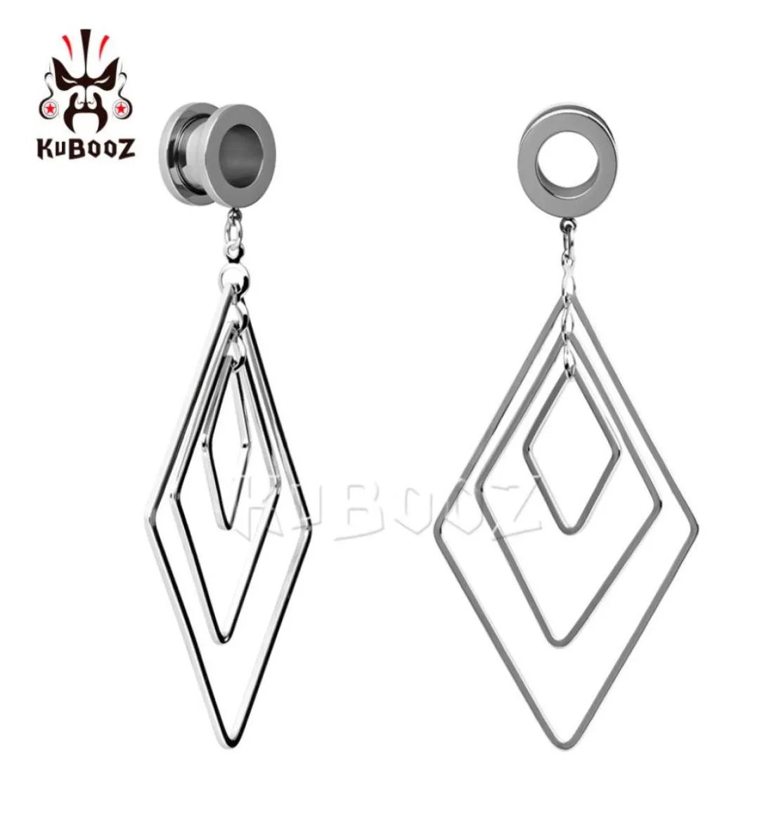 Kubooz piercing stainless steel rhombus dangle ear plugs and tunnels body jewelry ear gauges pair selling expander3119336