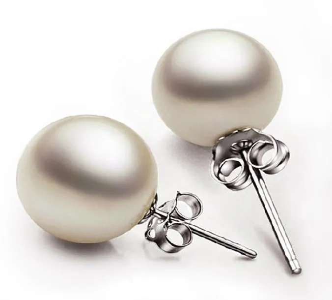 925 srebrna perłowa biżuteria romantyczna urok prosty 6810 mm Pearl Ball kolczyki 4445134