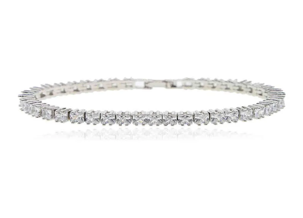 Iced Out Bling Paled Tennis Chain Armband Silver Color 5a Cz Charm Bangle for Women Hip Hip Hop Jewelry3771601