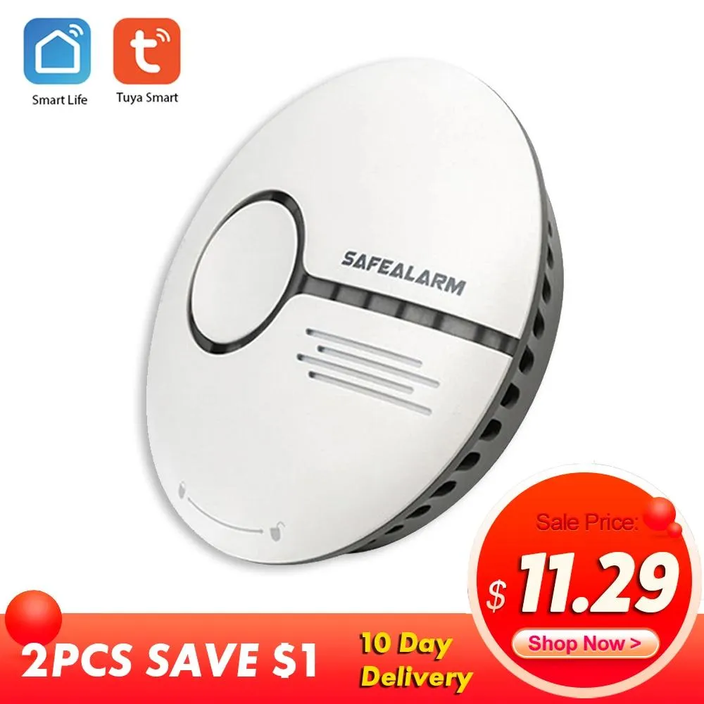 Plugs Tuya Smart Home Wifi Smoke Detector Smart Fire Alarm Sensor Wireless Gas Detector Tuya Smoke Detector Smart Life For Home