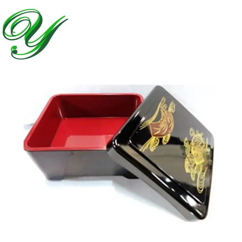 BoxesBags Sushi bento boîte à lunch bol à soupe ensemble de vaisselle sushi anguille riz assiette à manger plat Japon Style plastique 15 cm noir or durable co