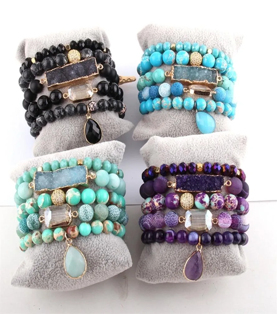 RH Designer Empire Stones Bracciale con perline Pietra naturale Dorp Charms 5pc Set di braccialetti per gioielli da donna DropShip 2204023582579