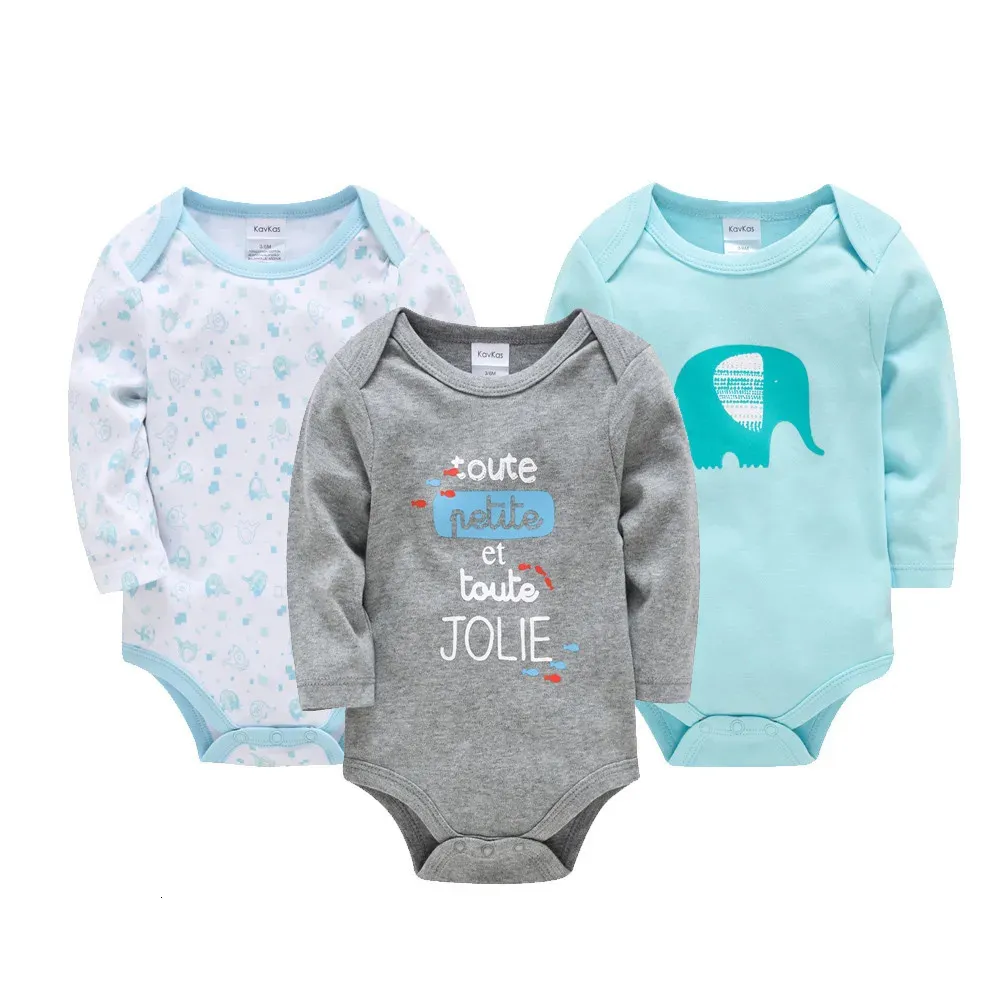 Born Baby Girl Body 3 pièces / lot à manches longues 100 coton mignon dessin animé imprimé salopette 3 M 6 M 9 M 12 M 18 M 24 M vêtements 231225