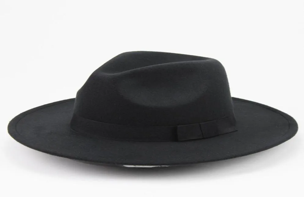 Unisex yün şık süslü şık caz şapkaları fedora geniş ağzı kapaklar erkek ve kadın için klasik katı trilby kapaklar2418704