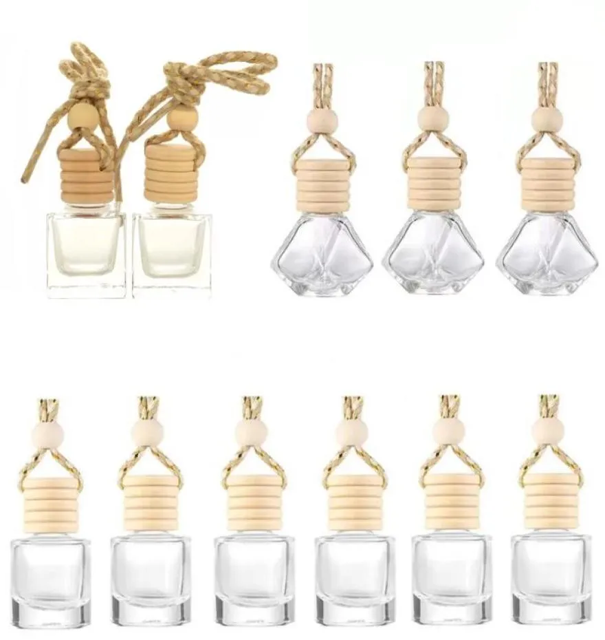 Car perfume bottle cars pendant ornament essential oils diffuser 12 designs air freshener fragrance empty glass bottle3886493