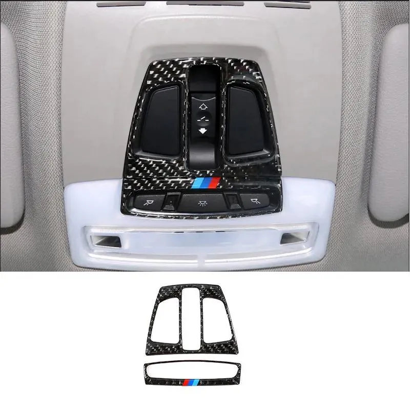 Autocollants en Fiber de carbone pour intérieur de voiture, lampe de lecture avant, garniture de couverture pour BMW série 1 2 3 4 3GT X1 X5 X6 F20 F30 F31 F32 F34 F36 Ca