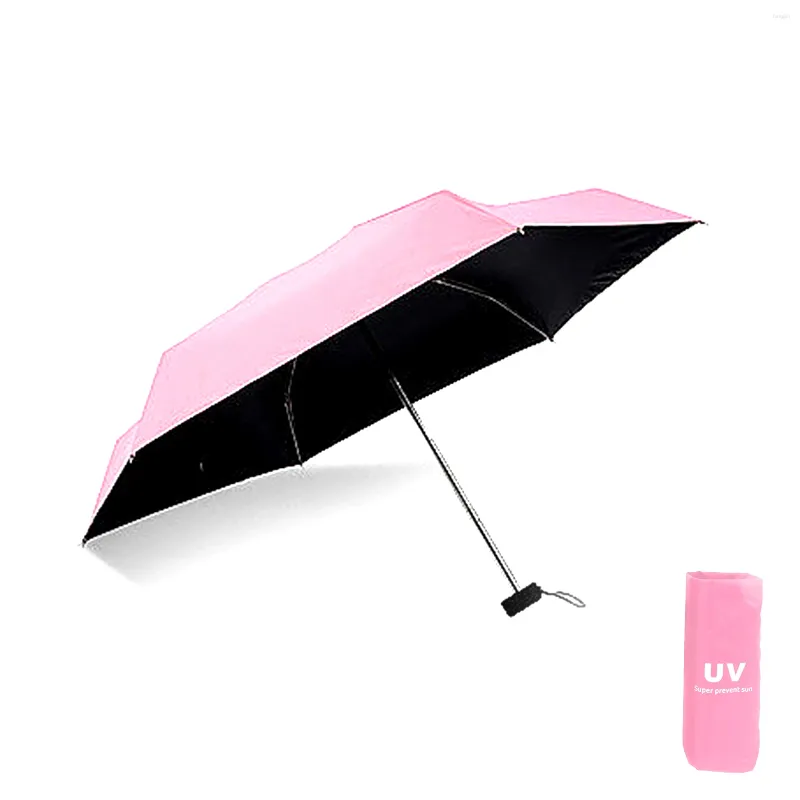 Parapluies Parasol Plat Mini Protection UV Coupe-Vent Compact Mignon Pour La Pluie Soleil Parapluie Pliant Portable Crème Solaire Poche Légère
