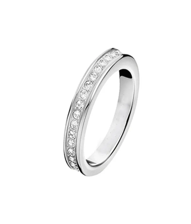 Luxury Jewelry Love ouples Rings Titanium Stainless One Line Stone Wedding Band Ring for Women Men Jewelry Size 5119055719