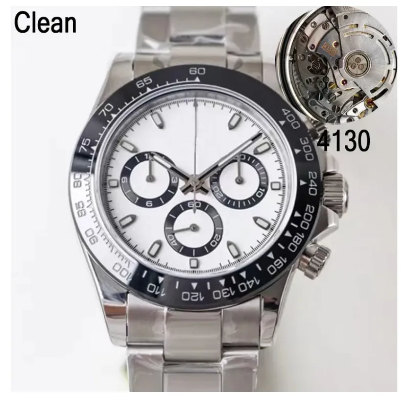 116500LN Herrenuhr Clean V3, neue Version, weiße Cermica-Lünette, Zeitnehmungsfunktion, Kal. 4130, mechanisches Uhrwerk, Meteorit, Dicke 12,2, Chronographen-Herrenuhren