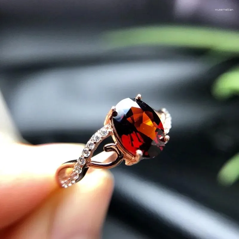 Cluster Rings MeiBaPJ Natural Red Garnet Gemstone Trendy Ring For Women Real 925 Sterling Silver Charm Fine Jewelry