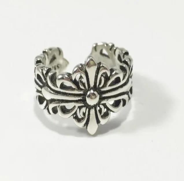 925 silver plated ring Korean fashion trendsetter hip-hop street Wu Yifan with silver flower ring7015692