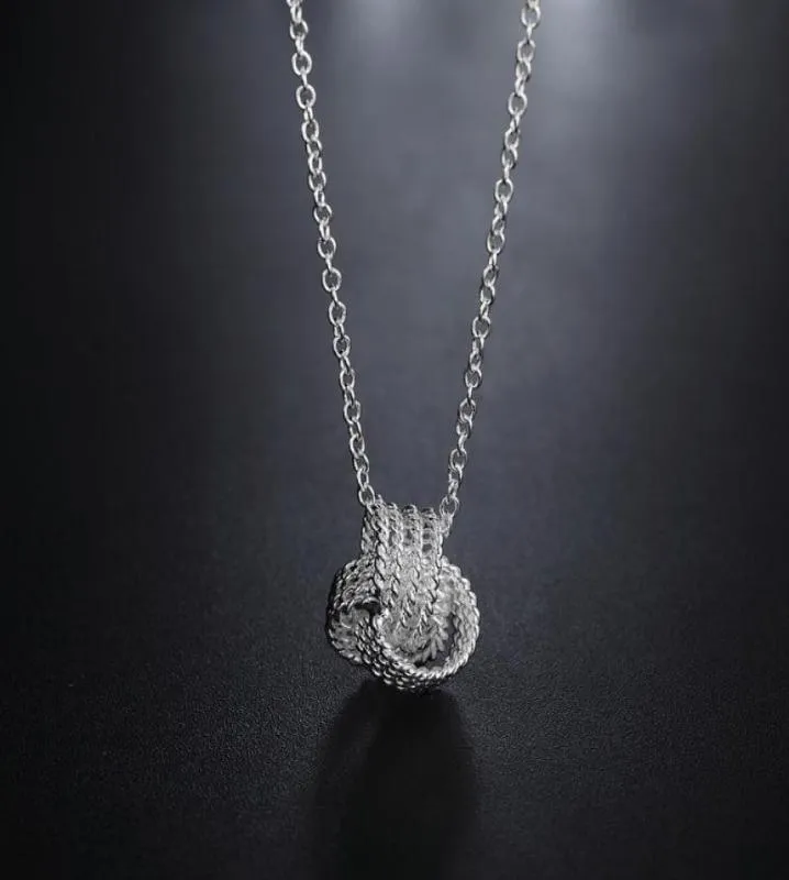 Gioielli di moda in argento sterling 18 pollici Collana con pendente a forma di palla di tessuto di fascino per le donne Regali di compleanno di nozze Catene9818706