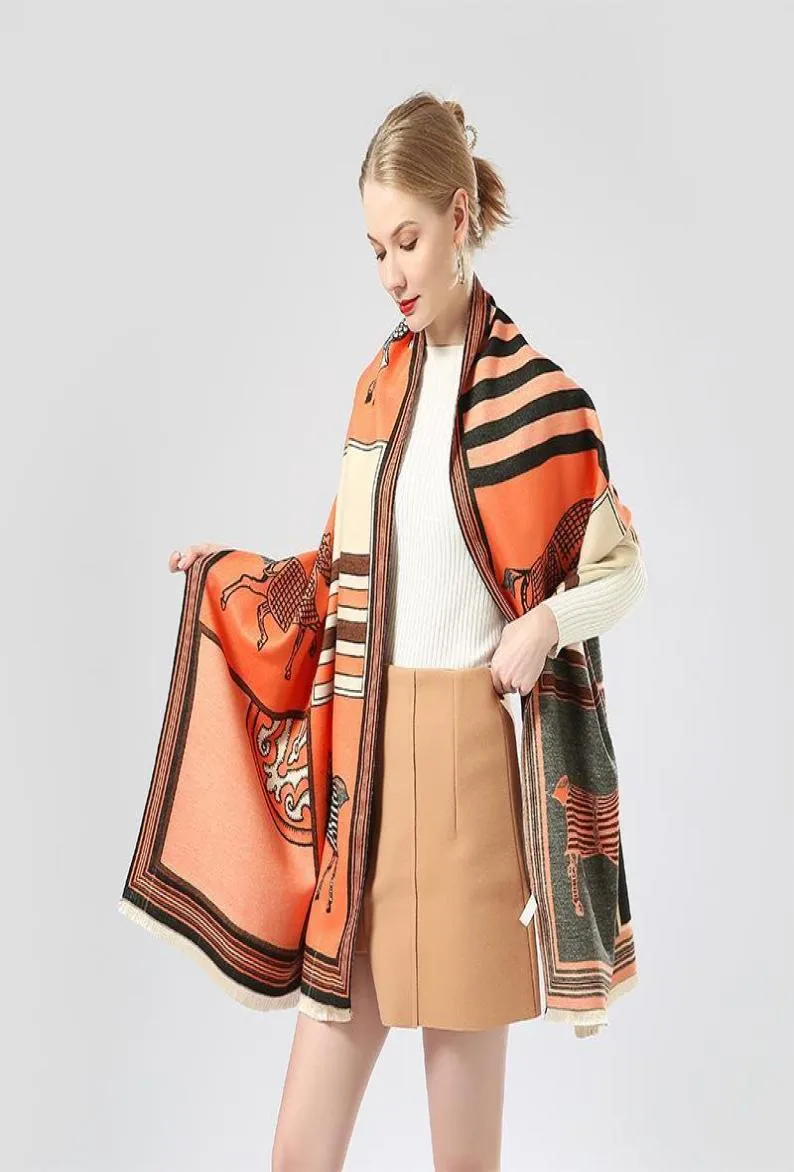 Mode Winter Sjaal Vrouwen Kasjmier Warm Foulard Lady Luxe Paard Sjaals Dikke Zachte Bufanda Sjaals Wraps 2021 New6937046