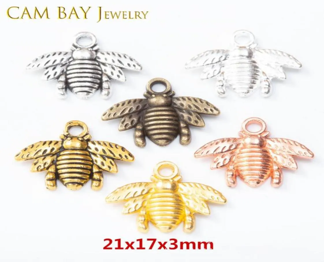 100 Stück Antik Silber Gold Bronze 6 Optionen Zinklegierung Schöne Biene Charms Anhänger 21x16mm DIY Schmuck Passende Armbänder Halskette E1979363