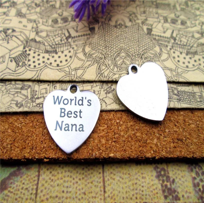 40pcsquotworld039s be st nanaquotstainless Steel Charms DIY Charms Pendants Necklace5951410を選択するためのよりスタイル