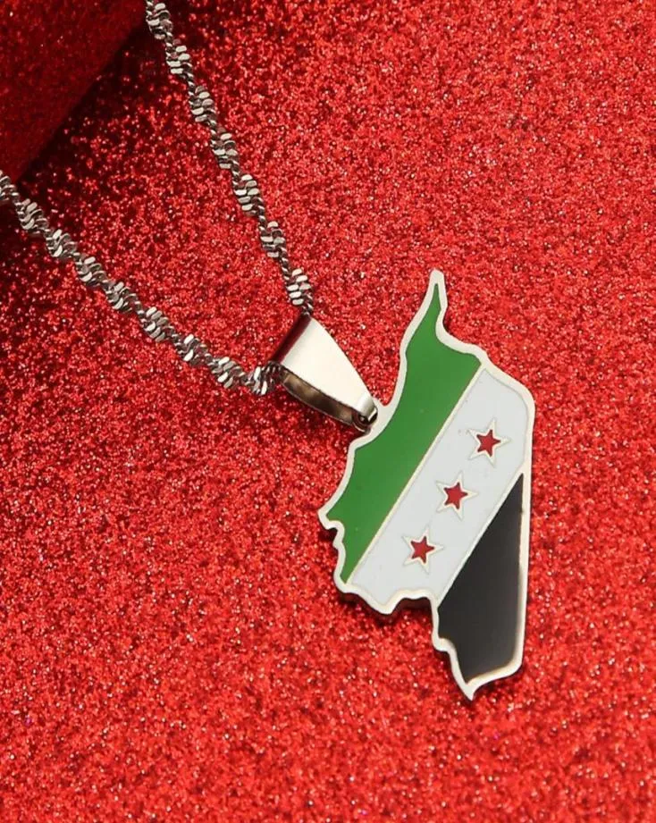 Syrie carte drapeau pendentif mode syriens bijoux 01234561846360