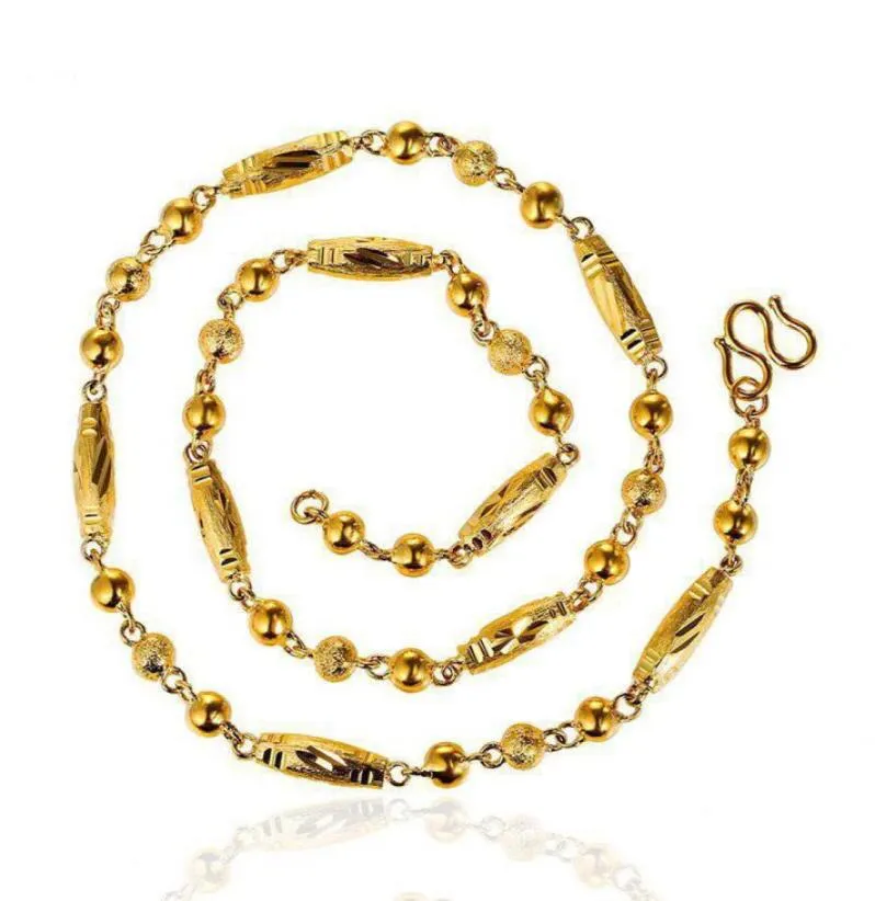 Mxgxfam 60 cm x 5 mm kahraman 24 k saf altın renkli boncuklar ve sütun zinciri kolyeler erkekler için moda mücevher hip hop6342630
