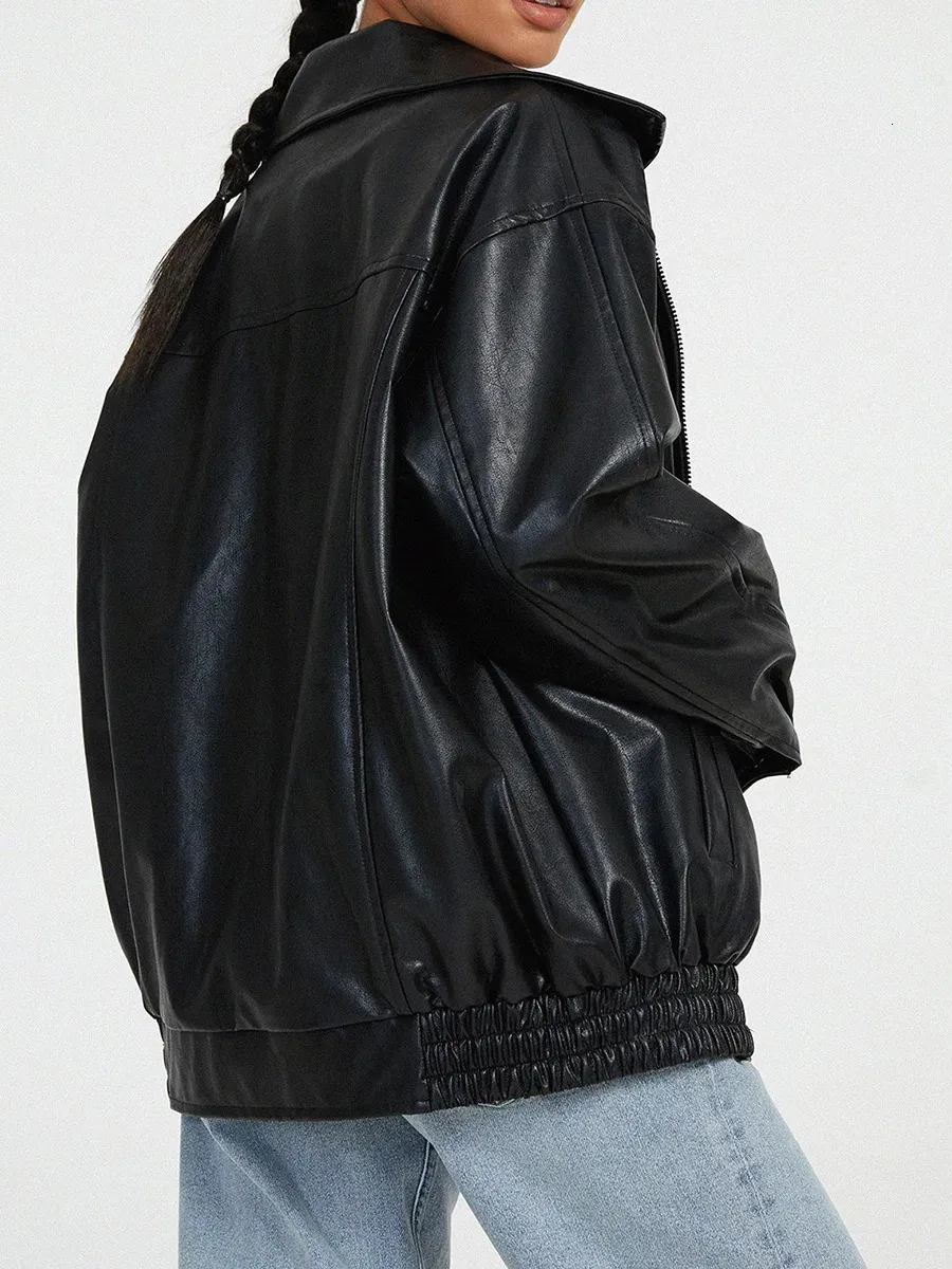 Leather Jacket For Women Oversized Faux Suede Fall Bomber Jacket 90s Aesthetic Plus Size Motorcycle Biker Coat 231226 From 24 08 DHgate