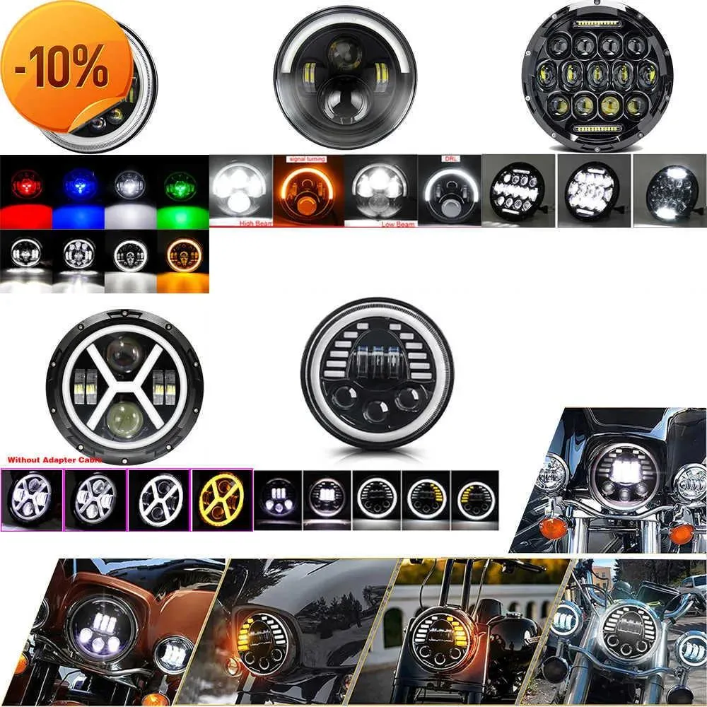 Lighting New 1pc 7inch Led Headlight Rgb Hi/lo H4 Light Halo Ring Angle Eyes Lamp For Samurai Offroad Drl Headlamp O3w0